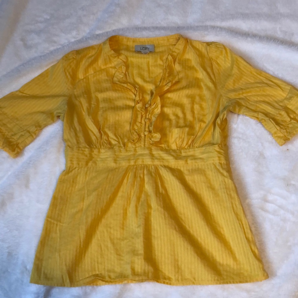 Ann Taylor LOFT Yellow Blouse with Ruffle Details